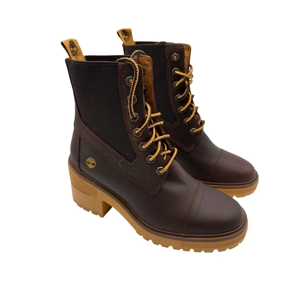 Timberland Courmayeur Valley Boots Womens 9 Brown Excellent Heeled Lug Sole